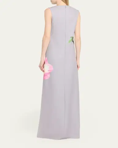 Rickie Freeman for Teri Jon Sleeveless Floral-Print Scuba Column Gown | Thumbnail 3 Rickie Freeman for Teri Jon Sleeveless Floral-Print Scuba Column Gown | Thumbnail 3
