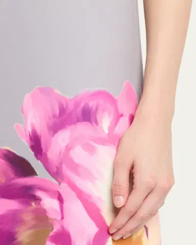 Rickie Freeman for Teri Jon Sleeveless Floral-Print Scuba Column Gown | Thumbnail 5 Rickie Freeman for Teri Jon Sleeveless Floral-Print Scuba Column Gown | Thumbnail 5