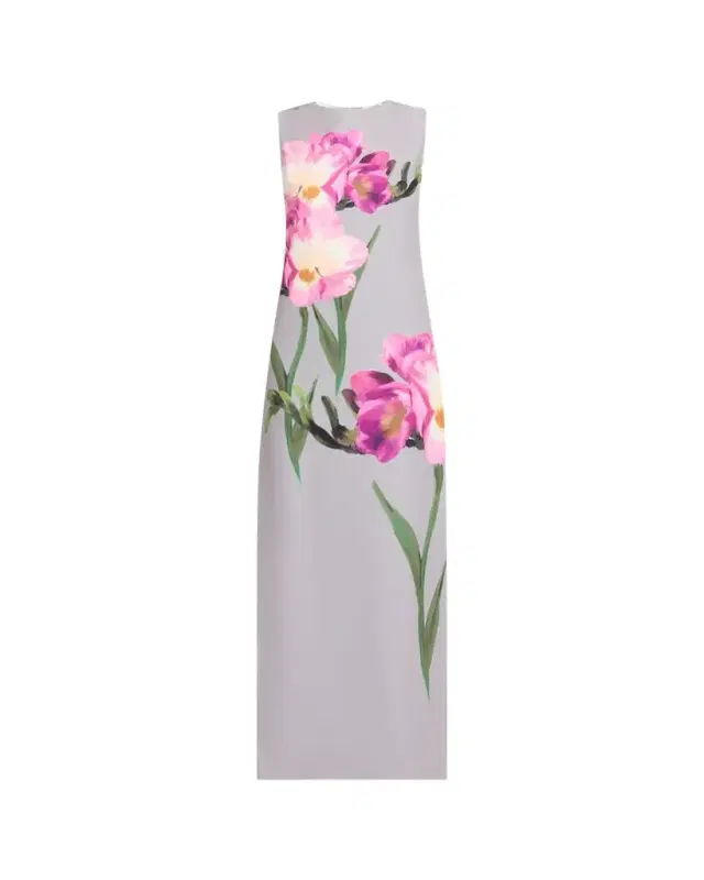 Rickie Freeman for Teri Jon Sleeveless Floral-Print Scuba Column Gown