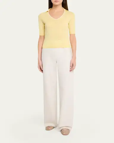 Vince Tipped Elbow-Sleeve Knit Top | Thumbnail 2