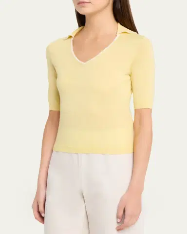 Vince Tipped Elbow-Sleeve Knit Top | Thumbnail 4