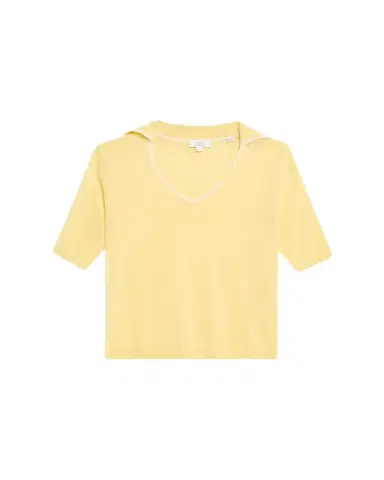 Vince Tipped Elbow-Sleeve Knit Top | Thumbnail 1