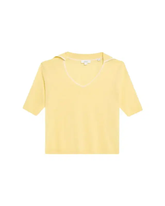 Vince Tipped Elbow-Sleeve Knit Top
