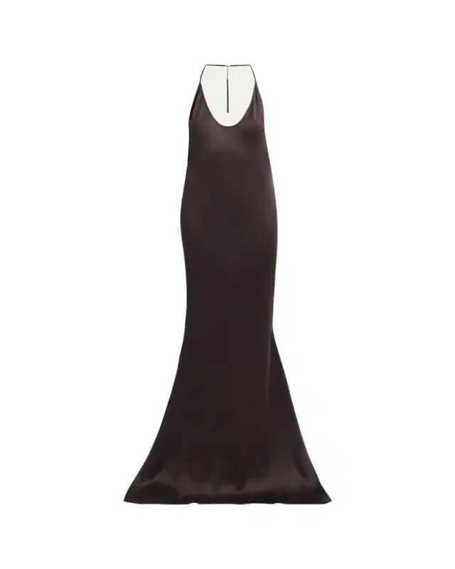 TOM FORD Draped Backless Satin Gown
