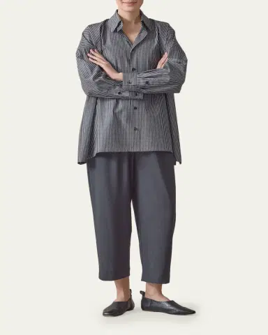Eskandar A-Line Striped Cotton Shirt | Thumbnail 2