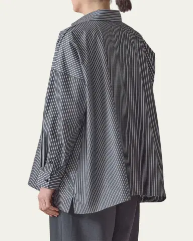 Eskandar A-Line Striped Cotton Shirt | Thumbnail 3