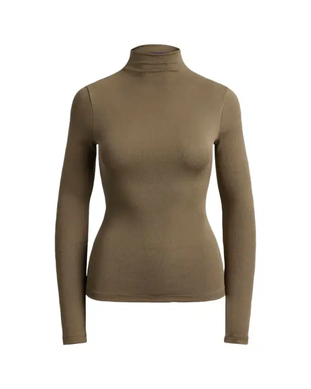 Ralph Lauren Collection Catia Rib-Knit Stretch Silk Mockneck Top