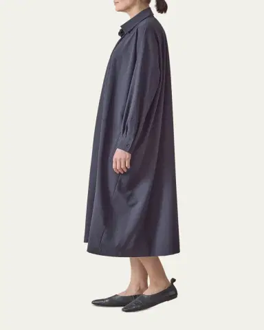 Eskandar Wool Stretch Angle-to-Front Side-Seam Shirtdress | Thumbnail 4