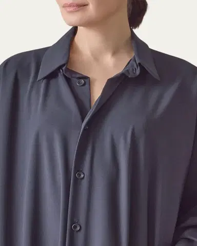 Eskandar Wool Stretch Angle-to-Front Side-Seam Shirtdress | Thumbnail 5