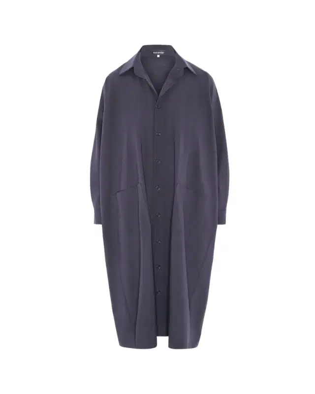 Eskandar Wool Stretch Angle-to-Front Side-Seam Shirtdress