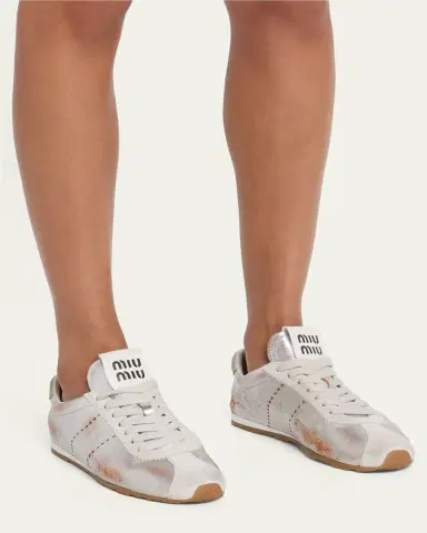 Miu Miu Metallic Leather Low-Top Sneakers | Thumbnail 2