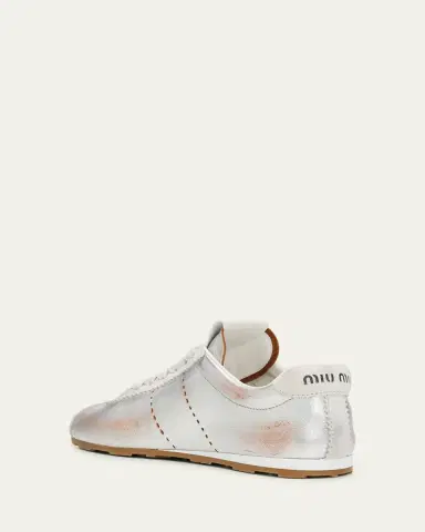 Miu Miu Metallic Leather Low-Top Sneakers | Thumbnail 4