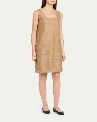 Lafayette 148 New York Raffia-Effect Jersey Shift Dress | Thumbnail 4