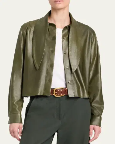 TWP Tie-Neck Leather Shirt | Thumbnail 3