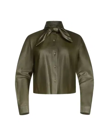 TWP Tie-Neck Leather Shirt | Thumbnail 1