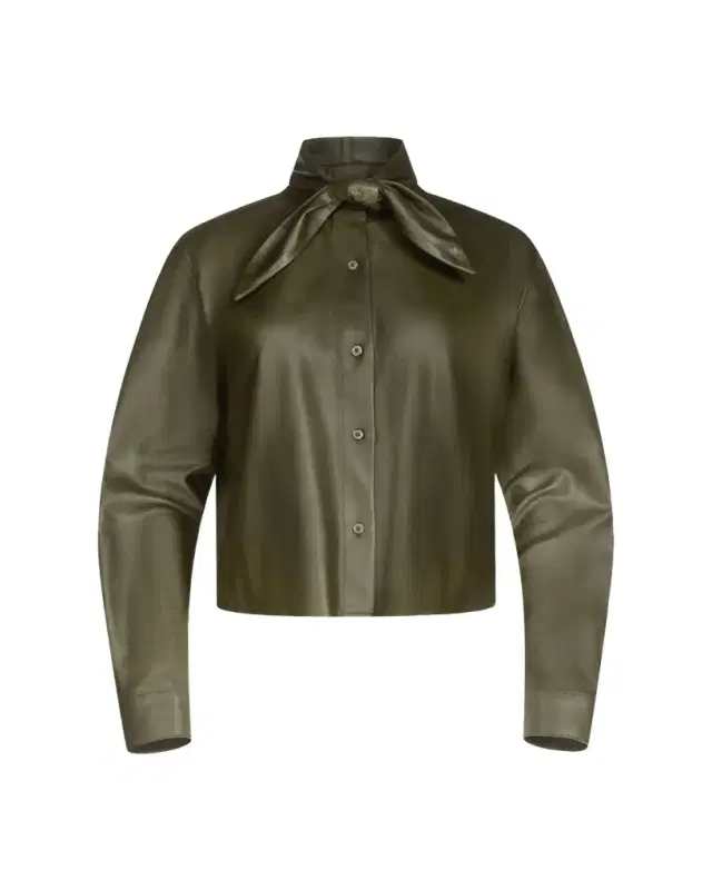 TWP Tie-Neck Leather Shirt