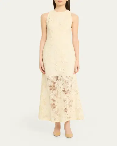 Lela Rose Lattice Floral Guipure Sleeveless Maxi Dress | Thumbnail 2 Lela Rose Lattice Floral Guipure Sleeveless Maxi Dress | Thumbnail 2