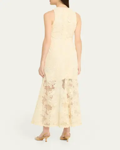 Lela Rose Lattice Floral Guipure Sleeveless Maxi Dress | Thumbnail 3 Lela Rose Lattice Floral Guipure Sleeveless Maxi Dress | Thumbnail 3