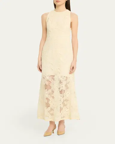 Lela Rose Lattice Floral Guipure Sleeveless Maxi Dress | Thumbnail 4 Lela Rose Lattice Floral Guipure Sleeveless Maxi Dress | Thumbnail 4