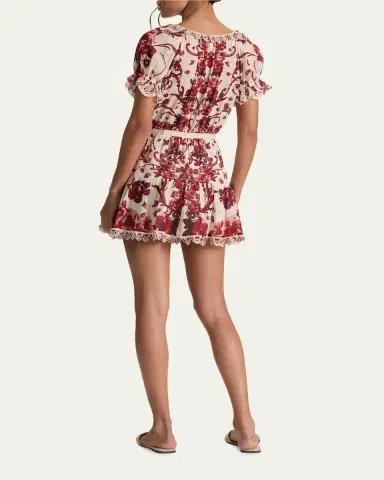 Alice + Olivia McLaine Embroidered Puff-Sleeve Mini Dress | Thumbnail 3 Alice + Olivia McLaine Embroidered Puff-Sleeve Mini Dress | Thumbnail 3