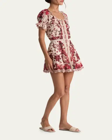 Alice + Olivia McLaine Embroidered Puff-Sleeve Mini Dress | Thumbnail 4 Alice + Olivia McLaine Embroidered Puff-Sleeve Mini Dress | Thumbnail 4