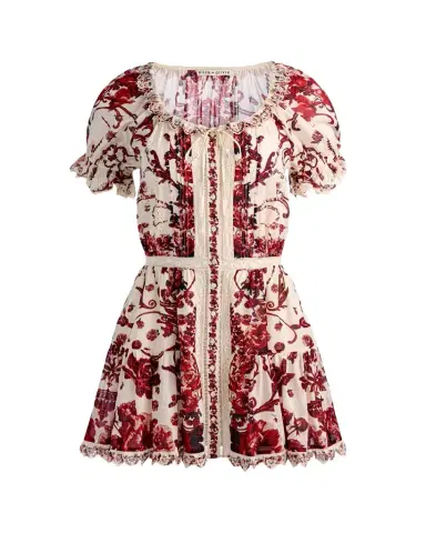 Alice + Olivia McLaine Embroidered Puff-Sleeve Mini Dress | Thumbnail 1 Alice + Olivia McLaine Embroidered Puff-Sleeve Mini Dress | Thumbnail 1