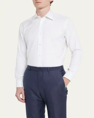 Charvet Men's Super Panama Cotton Dress Shirt | Thumbnail 4