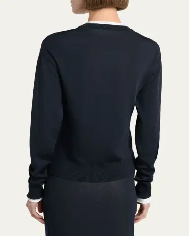 Bottega Veneta Silk Double Knit Crewneck Cardigan | Thumbnail 3 Bottega Veneta Silk Double Knit Crewneck Cardigan | Thumbnail 3