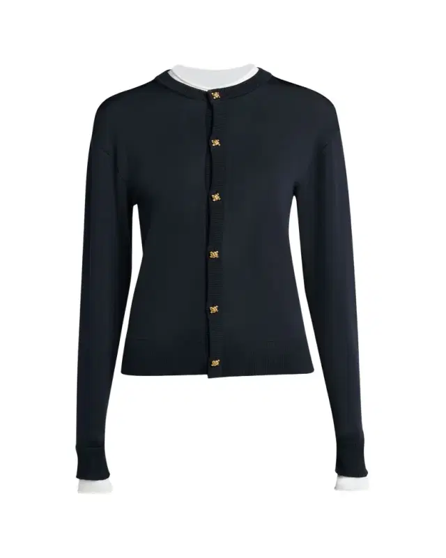 Bottega Veneta Silk Double Knit Crewneck Cardigan