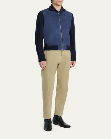 Tom Ford Men's Suede and Merino Wool Hybrid Full-Zip Blouson | Thumbnail 2 Tom Ford Men's Suede and Merino Wool Hybrid Full-Zip Blouson | Thumbnail 2