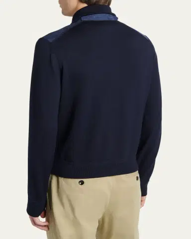 Tom Ford Men's Suede and Merino Wool Hybrid Full-Zip Blouson | Thumbnail 3 Tom Ford Men's Suede and Merino Wool Hybrid Full-Zip Blouson | Thumbnail 3