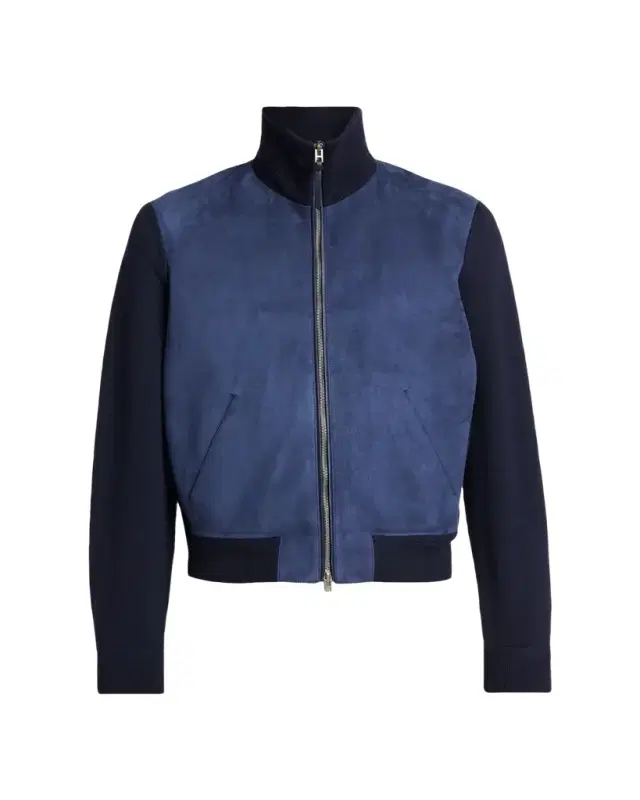 Tom Ford Men's Suede and Merino Wool Hybrid Full-Zip Blouson