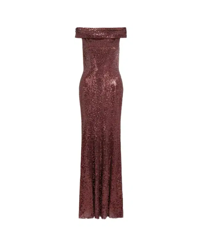 Jenny Packham Echo Off-Shoulder Sequined Gown
