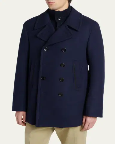 Tom Ford Men's Japanese Felt Double-Breasted Short Peacoat | Thumbnail 4
