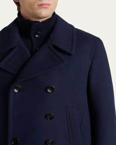 Tom Ford Men's Japanese Felt Double-Breasted Short Peacoat | Thumbnail 5