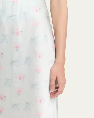 LoveShackFancy Castle Floral Satin Midi Skirt | Thumbnail 5
