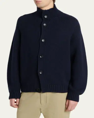 TOM FORD Men's Coarsehair Cashmere Rib-Knit Cardigan | Thumbnail 4 TOM FORD Men's Coarsehair Cashmere Rib-Knit Cardigan | Thumbnail 4