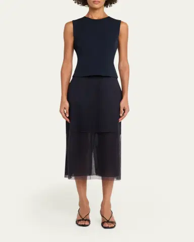 Jason Wu Collection Cady Layered Sleeveless Midi Cocktail Dress | Thumbnail 2