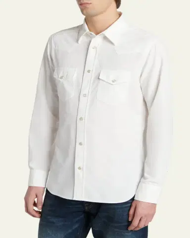 TOM FORD Men's Slim-Fit Corduroy Double-Pocket Western Shirt | Thumbnail 4 TOM FORD Men's Slim-Fit Corduroy Double-Pocket Western Shirt | Thumbnail 4