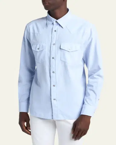 TOM FORD Men's Slim-Fit Corduroy Double-Pocket Western Shirt | Thumbnail 8 TOM FORD Men's Slim-Fit Corduroy Double-Pocket Western Shirt | Thumbnail 8