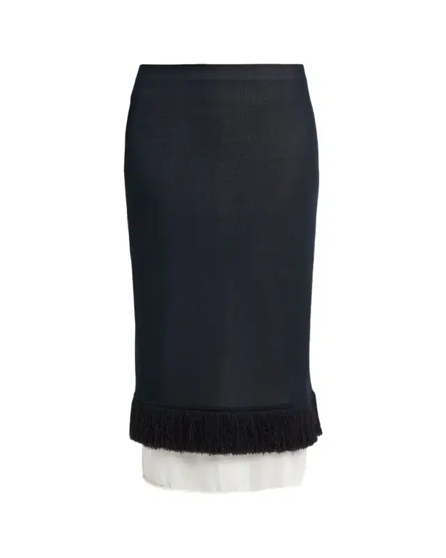 Bottega Veneta Colorblock Layered Fringe Midi Skirt