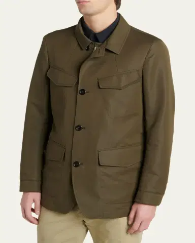 Tom Ford Men's Compact Nylon Flap-Pocket Field Jacket | Thumbnail 4 Tom Ford Men's Compact Nylon Flap-Pocket Field Jacket | Thumbnail 4