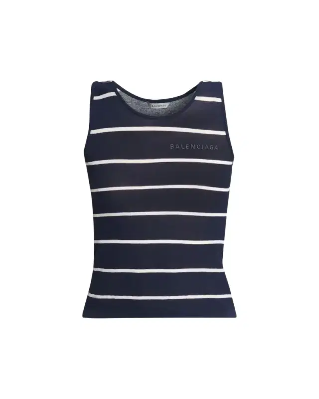 Balenciaga Striped Cotton Knit Tank Top
