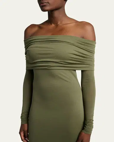 Balenciaga Off-The-Shoulder Transparent Jersey Maxi Dress | Thumbnail 5