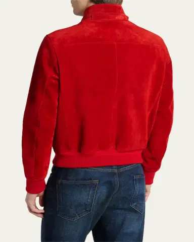 Tom Ford Men's Suede Stand Collar Full-Zip Blouson | Thumbnail 3