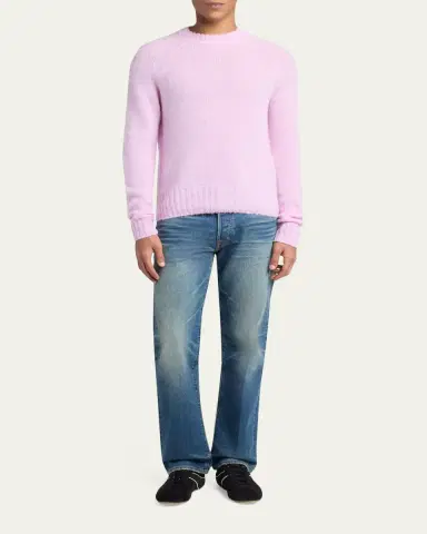 Tom Ford Men's Brushed Cashmere Raglan Crewneck Sweater | Thumbnail 2