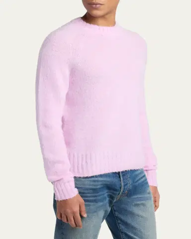 Tom Ford Men's Brushed Cashmere Raglan Crewneck Sweater | Thumbnail 4