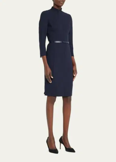 Akris Split-Neck Double-Face Wool Sheath Dress | Thumbnail 4 Akris Split-Neck Double-Face Wool Sheath Dress | Thumbnail 4