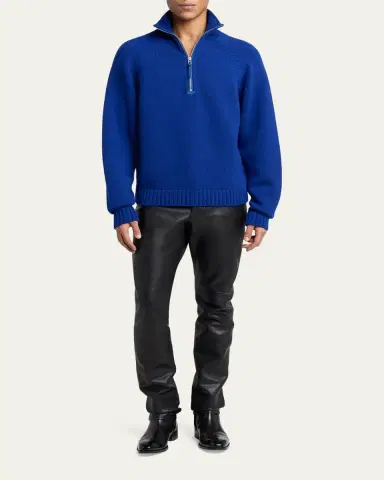 Tom Ford Men's Cashmere and Wool Raglan Sleeve Half-Zip Sweater | Thumbnail 2