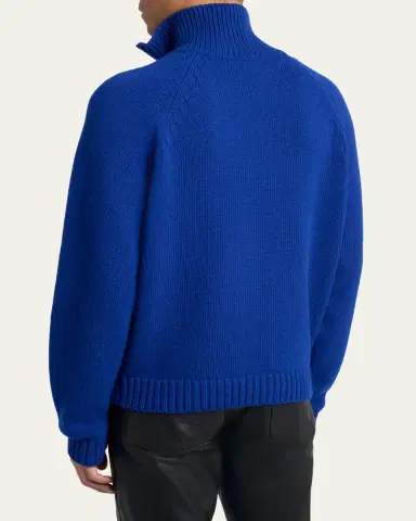 Tom Ford Men's Cashmere and Wool Raglan Sleeve Half-Zip Sweater | Thumbnail 3